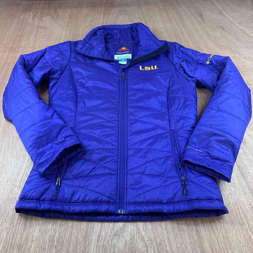 Columbia Omni-Heat LSU Tigers Puffer Jacket Womens Small Purple